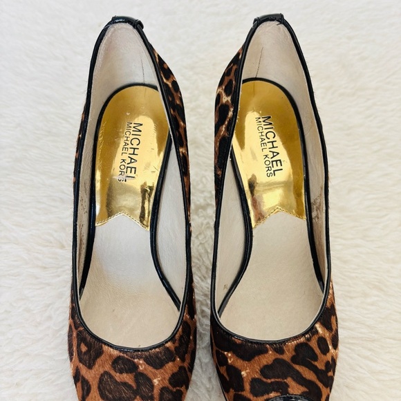Michael Kors Dye Composed Cow Hair Calf Leather Platform High Heels Shoes Sz 8 M - Picture 8 of 12
